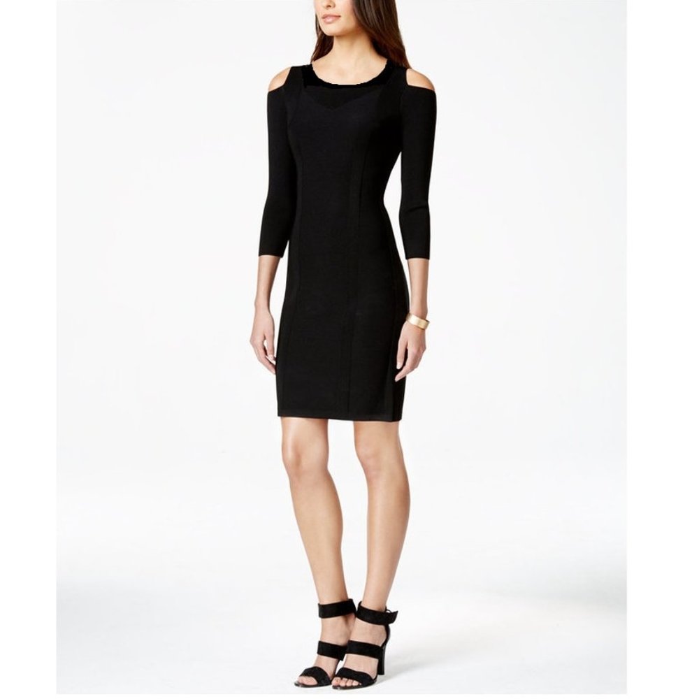 Calvin Klein Black Cold Shoulder Sweater Dress Size 1X - Picture 1 of 3